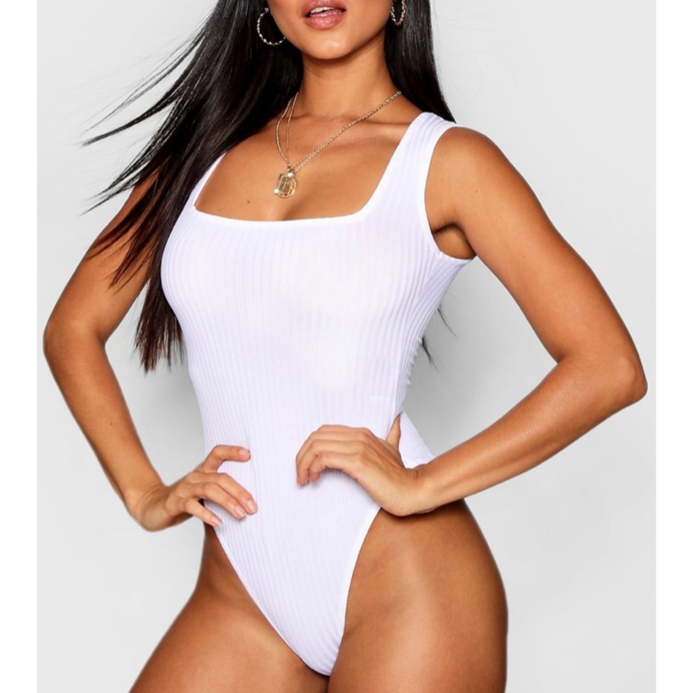 NWT square neck white bodysuit